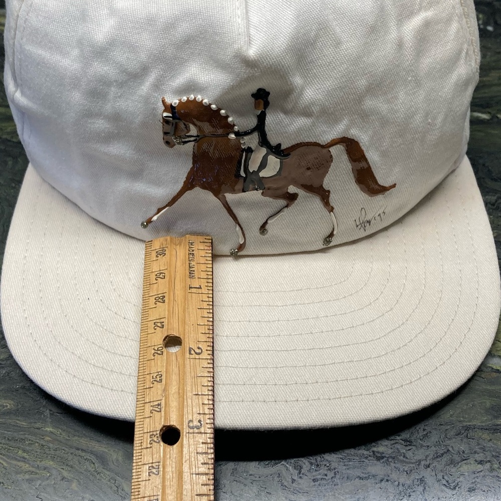 Equestrian Hand Painted Ball Cap Hat Horse Dressage White New - Picture 9 of 16